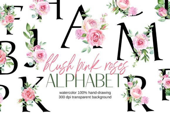 Blush Pink Floral Wedding Alphabet for Modern Design