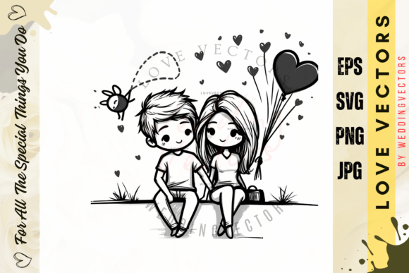 C535: Wedding Couple and Love Vectors for Elegant Design