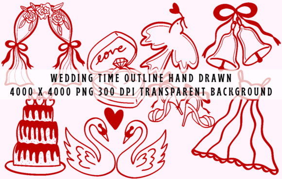 Celebrate Love with Hand-Drawn Wedding Clipart