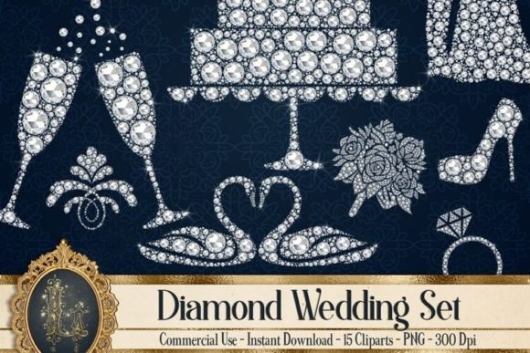 Diamond Wedding Swan Clip Arts PNG: 15 Elegant Design Assets