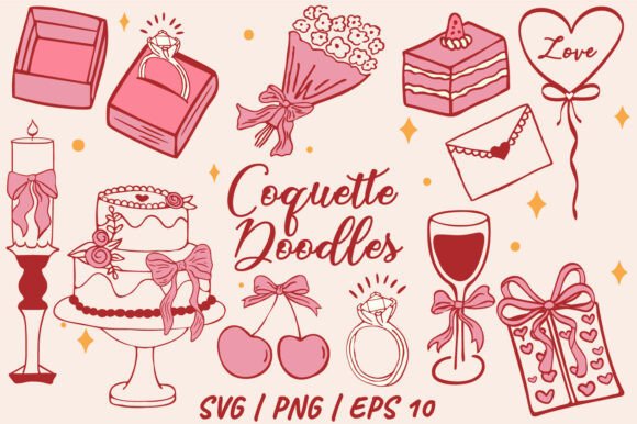 Embrace the Coquette Aesthetic with Romantic Doodle Elements