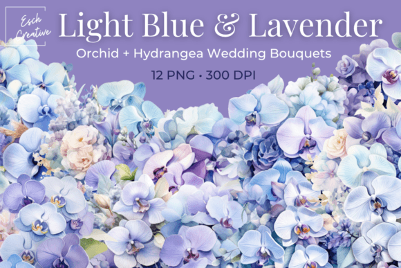 Enchanting Light Blue & Lavender Wedding Bouquets for Your Designs