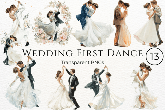 Enchanting Watercolor Clipart for Wedding First Dance Projects