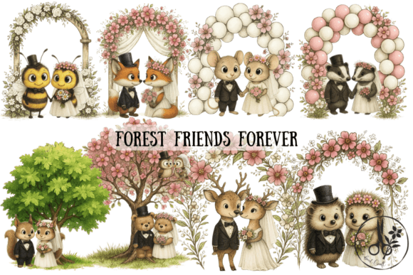 Enchanting Woodland Wedding Clipart: Forest Friends Forever