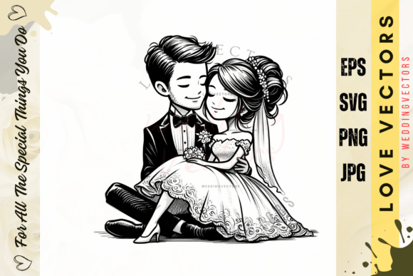 Modern Romance: Using Wedding Couple and Love Vectors - C4998