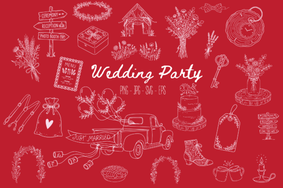 Rustic Country Wedding Doodle Clipart: A Designer's Delight