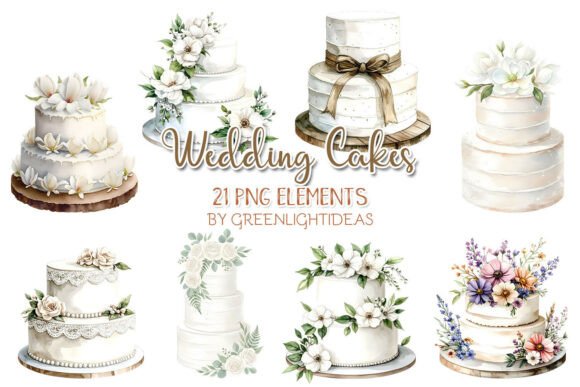 Sweeten Your Designs: White Wedding Cakes Clipart for Any Project