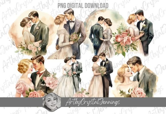 Timeless Romance: Using Vintage Wedding Couple PNGs in Your Projects