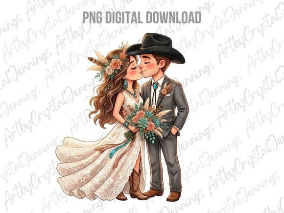 Unbridled Charm: Crafting with a Boho Western Cowboy Wedding PNG