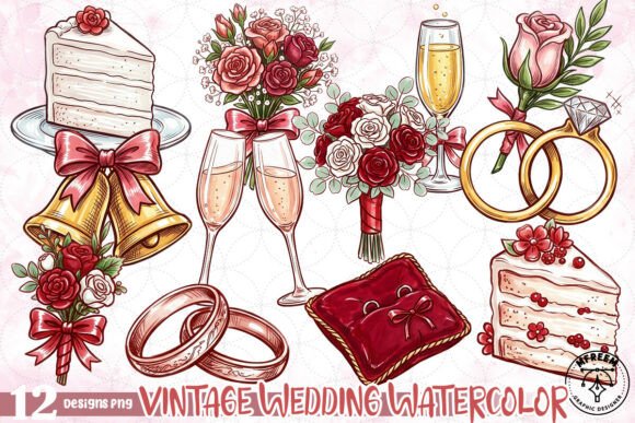 Vintage Wedding Watercolor PNG: A Designer's Dream Asset