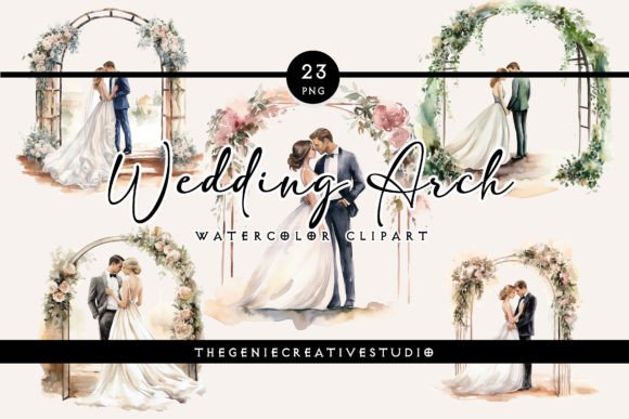 Watercolor Wedding Arch Clipart for Elegant Designs