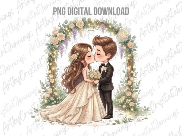 Wedding Chibi Couple PNG: A Design Asset for Creative Projects