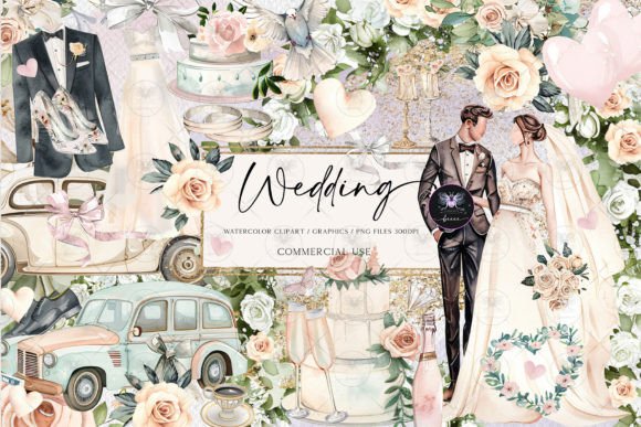 Wedding Watercolor Clipart: A Fresh Palette for Creative Projects