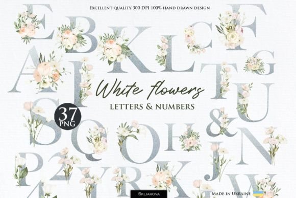 White Flower Wedding Alphabet: Floral Typography for Your Brand