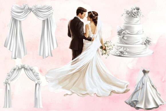 White Wedding Clipart: Elevate Your Designs with Timeless Elegance