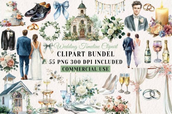 White Wedding Timeline Clipart: 55 Designs for Your Special Day