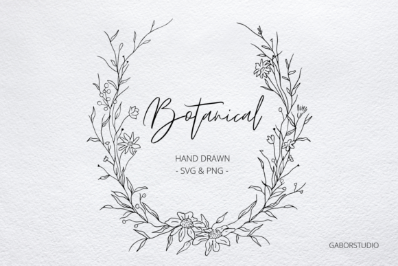 Wild Botanical Oval Wreath: A Hand-Drawn SVG & PNG Design Asset